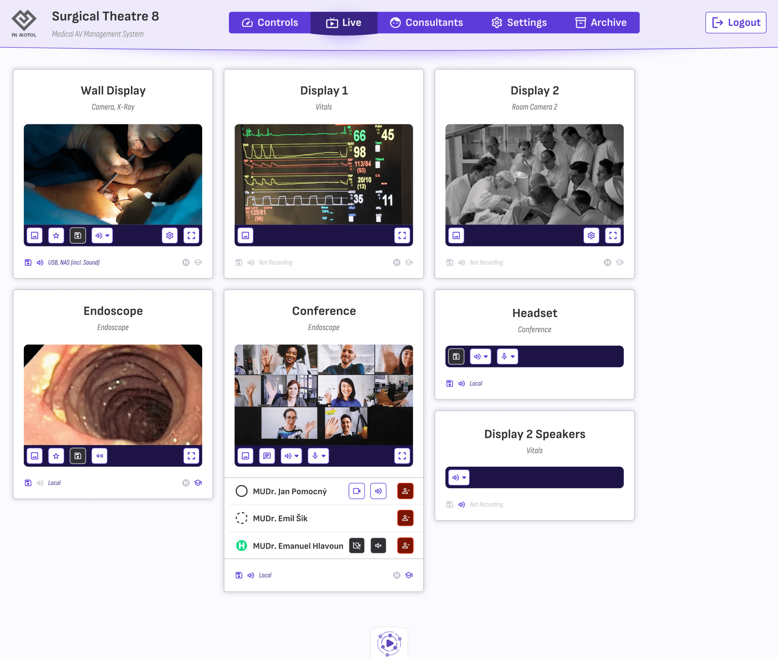 Screenshot uživatelského rozhraní systému Artemis